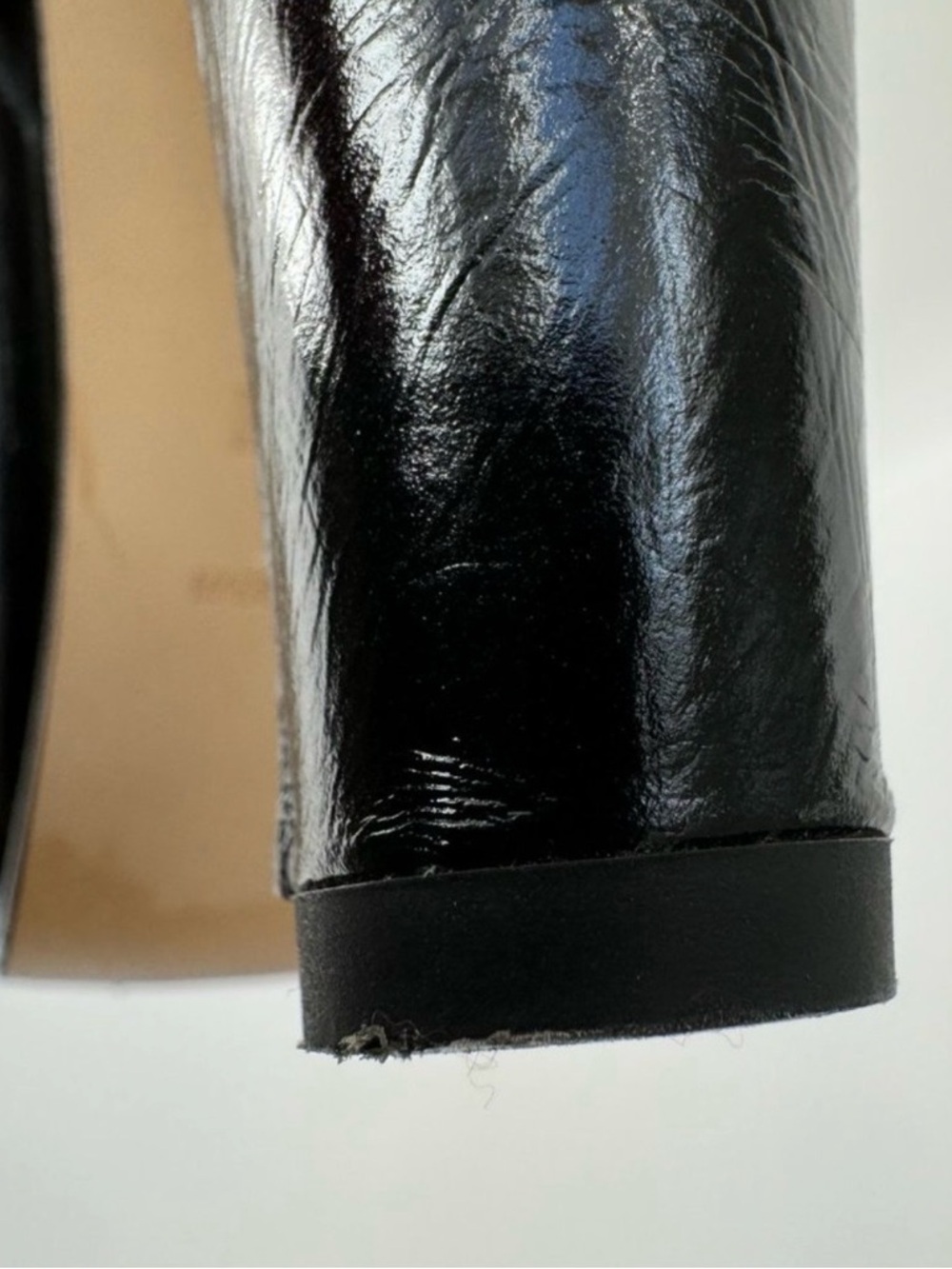 HUGO BOSS Knee-High Glossy Black Leather Heeled Boots - Size 39 - Picture 6 of 8